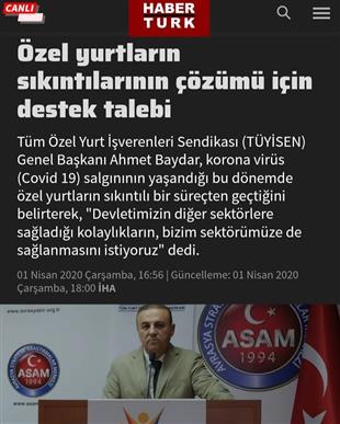 Özel Yurtların Çözümü için Destek Talebi